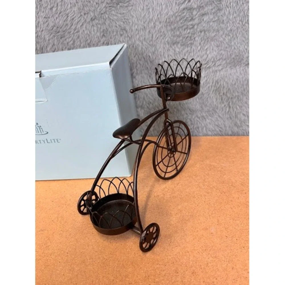 PartyLite Garden Trike Tealight Holder P9909‎ Bronze Metal Tricycle Candle Decor